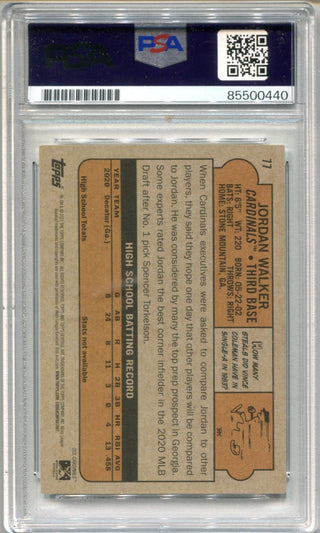 Jordan Walker 2022 Topps Heritage #77 Autographed Card PSA GEM MT 10