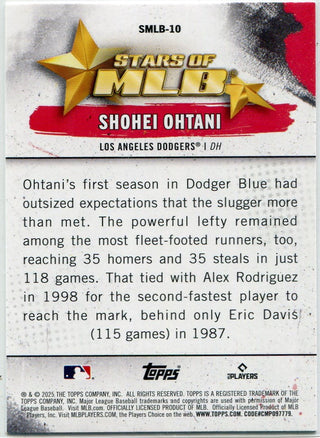 Shohei Ohtani 2025 Topps Stars Of MLB Card #SMLB-10