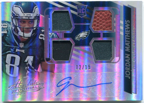 Jordan Matthews Autographed 2014 Panini Absolute Quad Relic RC 2/15