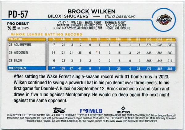 Brock Wilken 2024 Topps Pro Debut RC #PD-57
