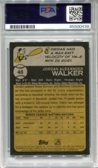 Jordan Walker 2022 Topps Heritage #46 PSA Auto Authentic Card
