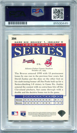 David Justice 1995 Upper Deck #394 World Series Card PSA AUTH