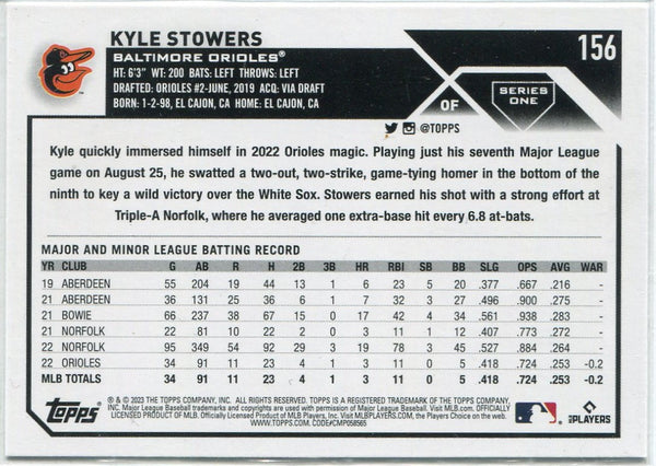 Kyle Stowers 2023 Topps RC #156