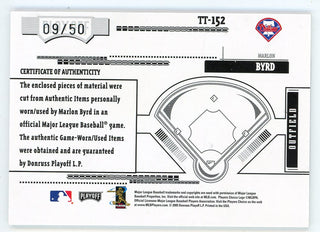 Marlon Byrd 2003 Autographed Donruss Absolute Tools of the Trade Patch/Bat/Shoe Relic #TT-152