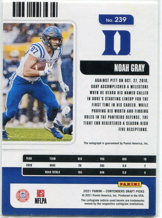 Noah Gray 2021 Panini Contenders Draft Picks Autographed RC #239