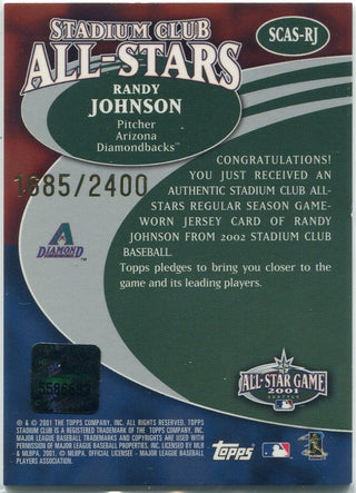 Randy Johnson 2001 Topps Stadium Club Jersey Card #SCAS-RJ 1685/2400