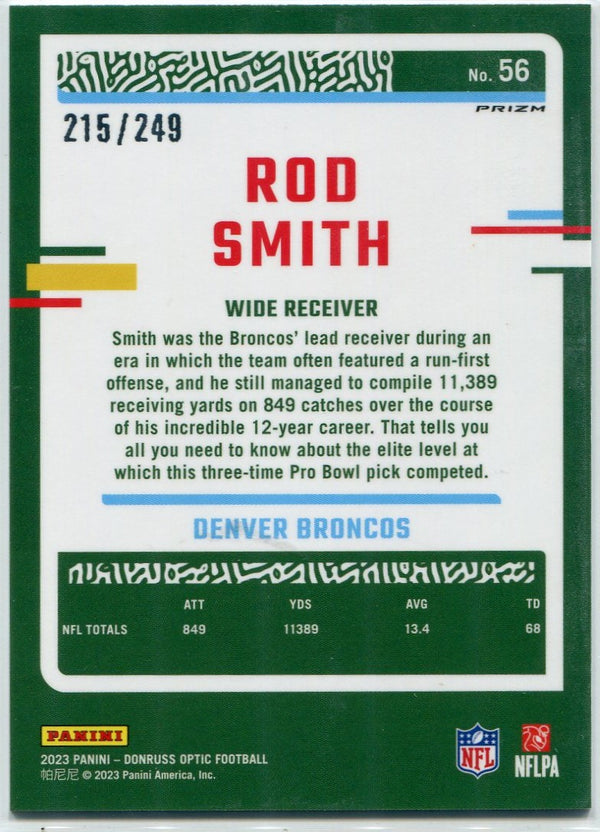 Rod Smith 2023 Panini Donruss Optic Orange Prizm Card #56 215/249