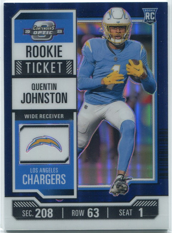 Quentin Johnston 2023 Donruss Optic Contenders Rookie Ticket Blue Prizm RC #86 87/99