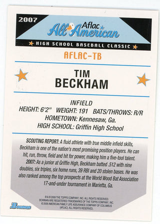 Tim Beckham 2008 Topps Bowman Aflac All-American #AFLAC-TB
