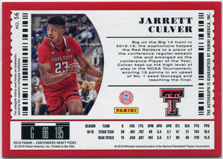 Jarrett Culver 2019 Panini Contenders Draft Picks Autographed RC #56 20/25