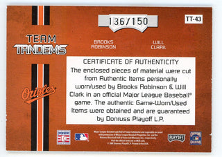 Brooks Robinson/ Will Clark 2005 Donruss Team Tandems Bat Relics #TT-43