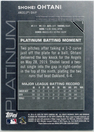 Shohei Ohtani 2020 Bowman Platinum Ice Parallel Card #5