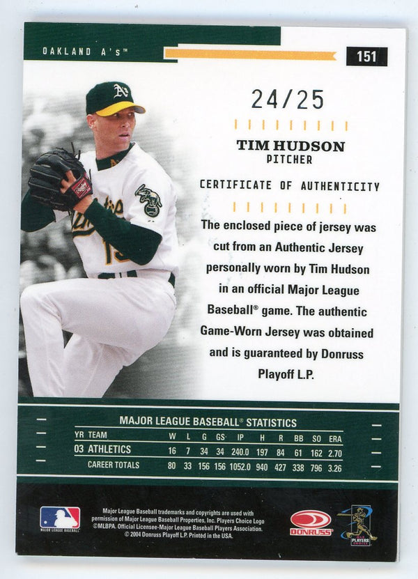 Tim Hudson 2004 Donruss Throwback Threads Patch Relic #151