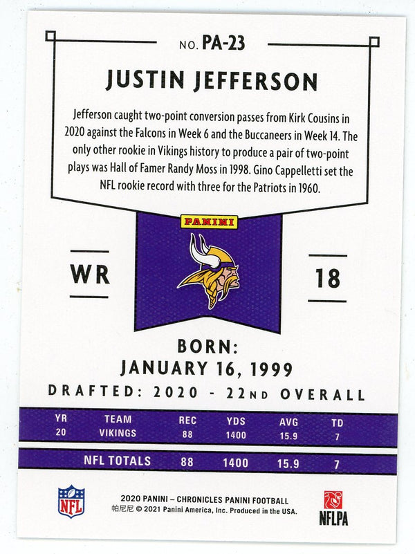 Justin Jefferson 2020 Panini Chronicles #PA-23
