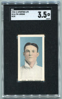 Tim Jordan 1910 - 1911 Sporting Life Blue Variation Tobacco Card #M116 SGC Graded 3.5