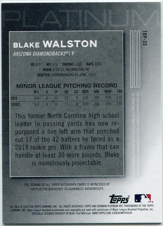 Blake Walston 2020 Bowman Platinum Autographed RC #TOP-33