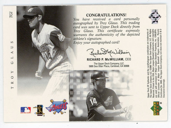 Troy Glaus 2000 Upper Deck Autographed SP Chirography #TGl