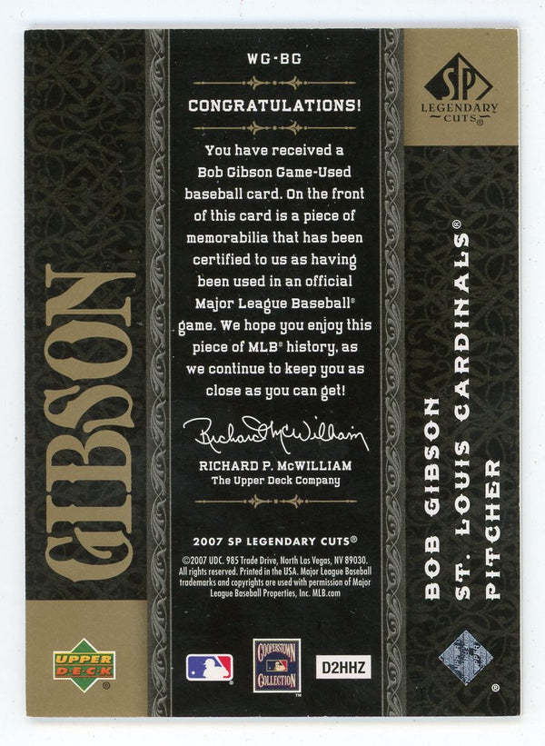 Bob Gibson 2007 Upper Deck When It Was A Game Patch Relic #WG-BG