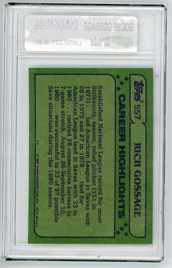 Rich Gossage Autographed 1982 Topps #557