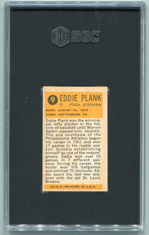 Eddie Plank 1963 Bazooka Greats Card #9 SGC Graded 5