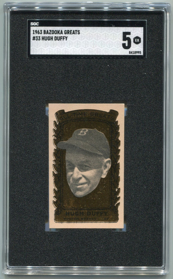 Hugh Duffy 1963 Bazooka Greats Card #33 SGC Graded 5
