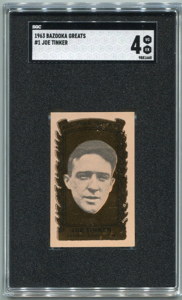 Joe Tinker 1963 Bazooka Greats Card #1 SGC Graded 4