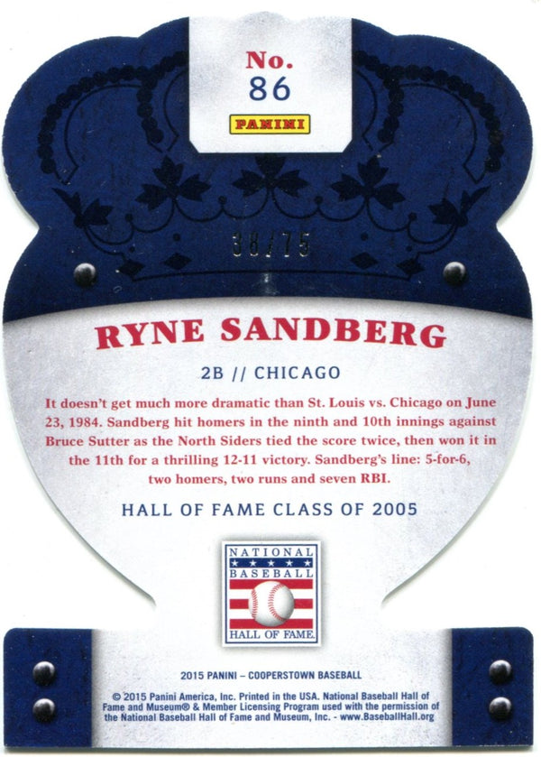 Ryne Sandberg 2015 Panini Crown Royale Silver Parallel Card #86 38/75