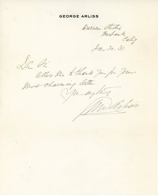 George Arliss Autographed Letter