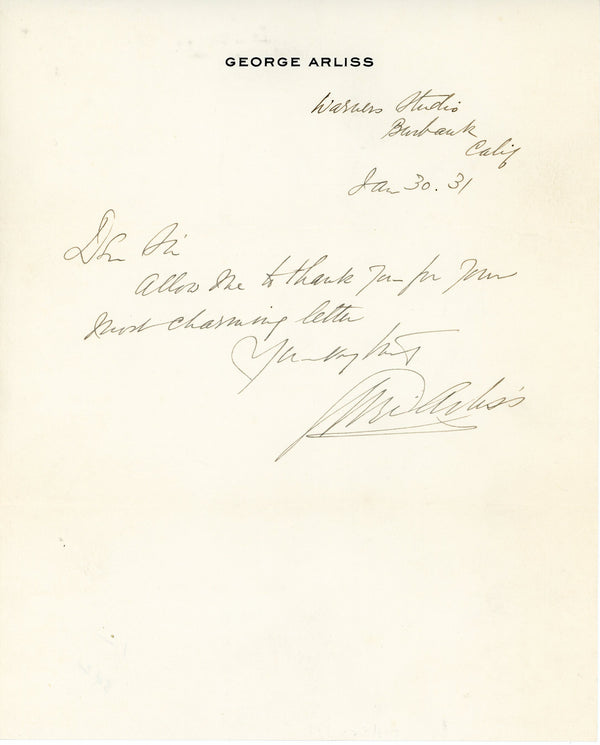 George Arliss Autographed Letter