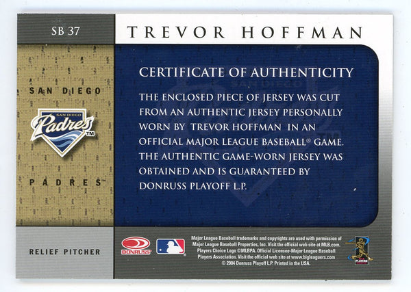 Trevor Hoffman 2005 Leaf Shirt Off My Back Patch Relic #SB37