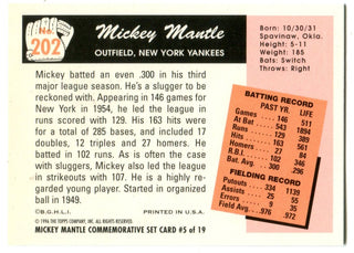 Mickey Mantle 1996 Topps #202 1955 Reprint Card