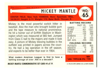Mickey Mantle 1996 Topps #65 1954 Reprint Card