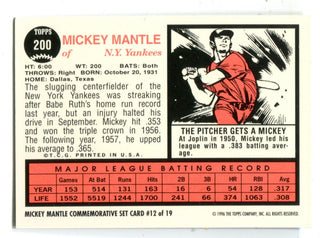 Mickey Mantle 1996 Topps #200 1962  Reprint Card
