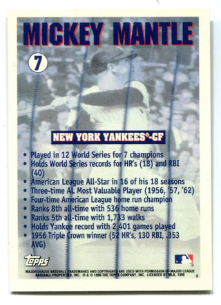 Mickey Mantle 1996 Topps #7 Reprint Card