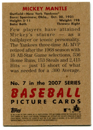 Mickey Mantle 2007 Topps Bowman Heritage #7 Reprint Card