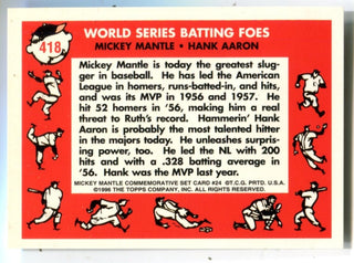 Mickey Mantle 1996 Commemorative Set #418 Reprint Card