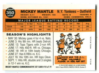 Mickey Mantle 1997 Topps #350 1996 Chrome Reprint Card