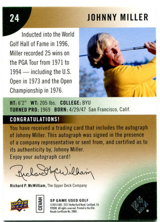 Johnny Miller Upper Deck SP Auto 03/25