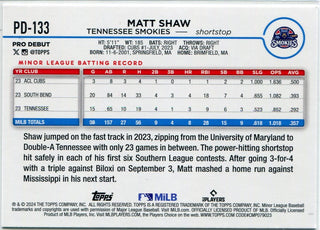 Matt Shaw 2024 Topps Pro Debut RC #PD-133