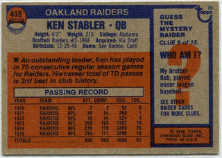 Ken Stabler 1976 Topps Card #415