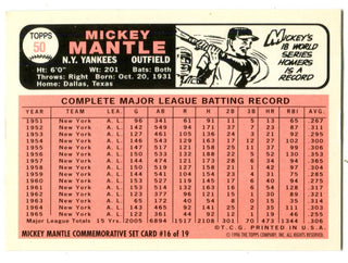 Mickey Mantle 1996 Topps #50 1966 Reprint Card