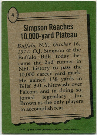 OJ Simpson 1978 Topps 1977 Highlights Card #4