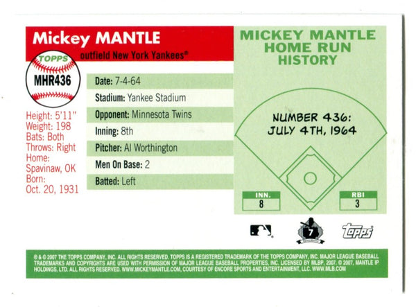 Mickey Mantle 2007 Topps #MHR436 Card