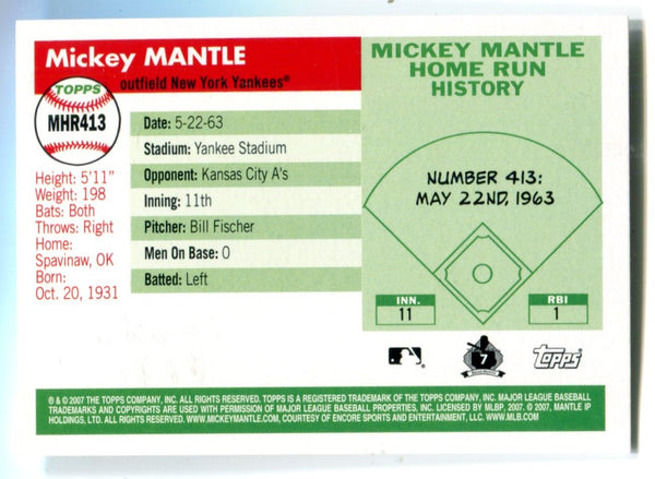 Mickey Mantle 2007 Topps #MHR413 Card