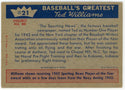 Ted Williams 1959 Fleer Baseball Card #21 1943 - Honors For Williams