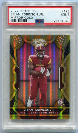 Brian Robinson Jr 2022 Panini Certified Mirror Gold RC #123 25/25 PSA Graded 9