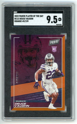 Deuce Vaughn 2023 Panini Player of the Day #RC12 Orange /199 SGC 9.5