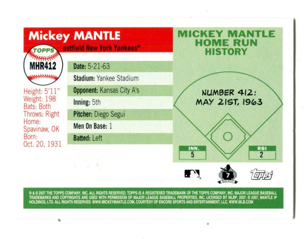 Mickey Mantle 2007 Topps #412 Card