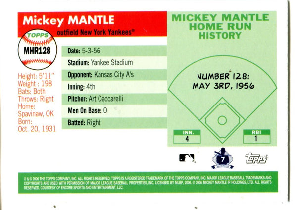 Mickey Mantle 2007 Topps #128 Card