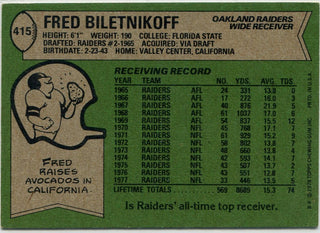 Fred Biletnikoff 1978 Topps Card #415